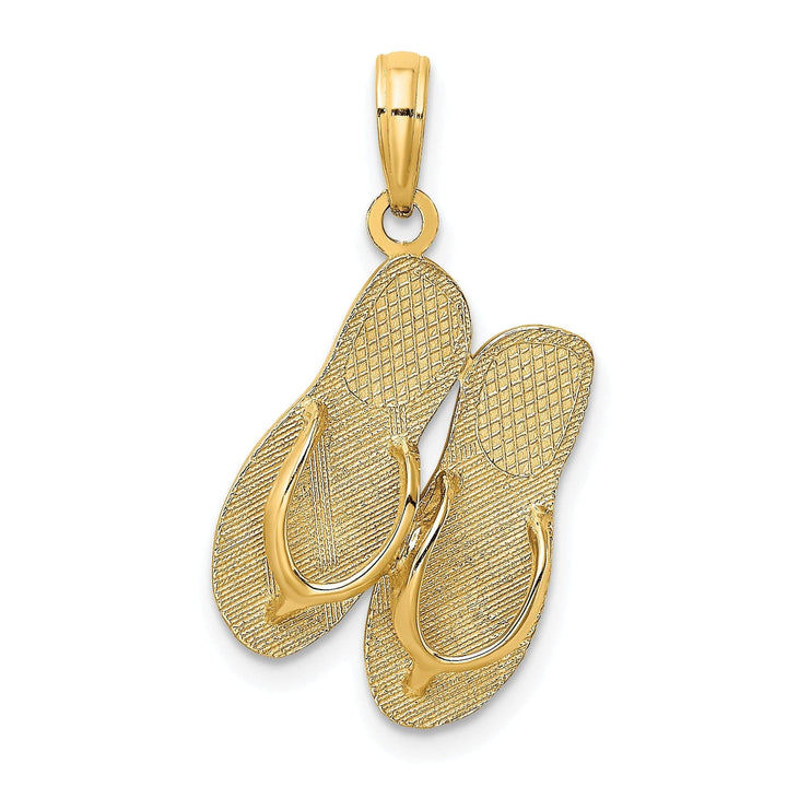 Lovely Rita's Pendants & Charms 14K Yellow Gold Polished Textured Finish Large SAN DIEGO Double Flip-Flop Sandles Charm Pendant