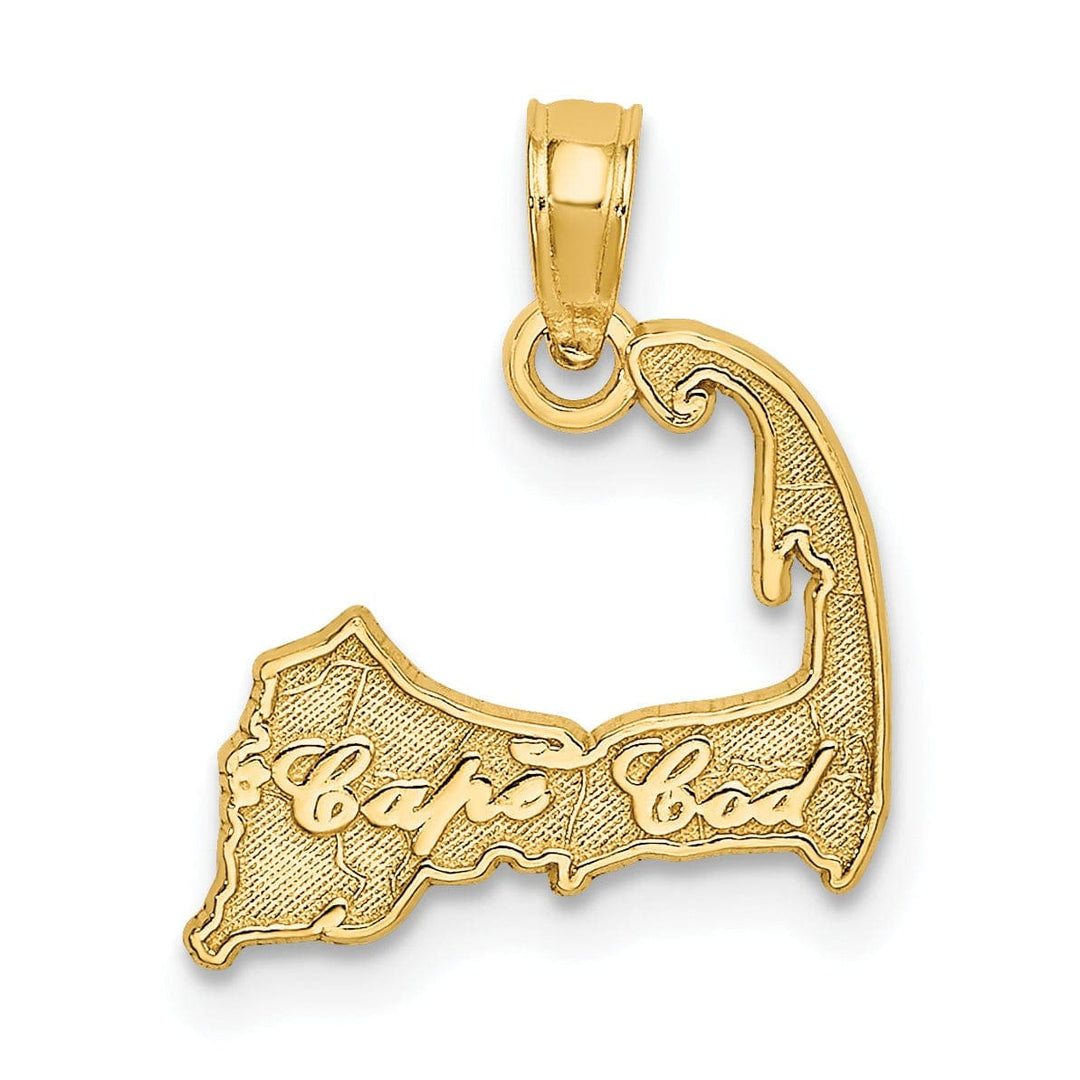 Lovely Rita's Pendants & Charms 14K Yellow Gold Polished Textured Finish Map Shape of CAPE COD Charm Pendant