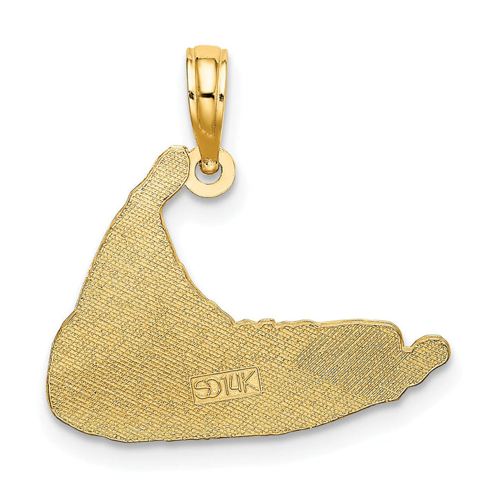 Lovely Rita's Pendants & Charms 14K Yellow Gold Polished Textured Finish Map Shape of NANTUCKET Charm Pendant