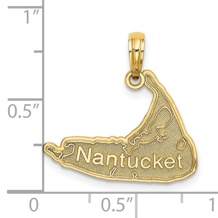 Lovely Rita's Pendants & Charms 14K Yellow Gold Polished Textured Finish Map Shape of NANTUCKET Charm Pendant