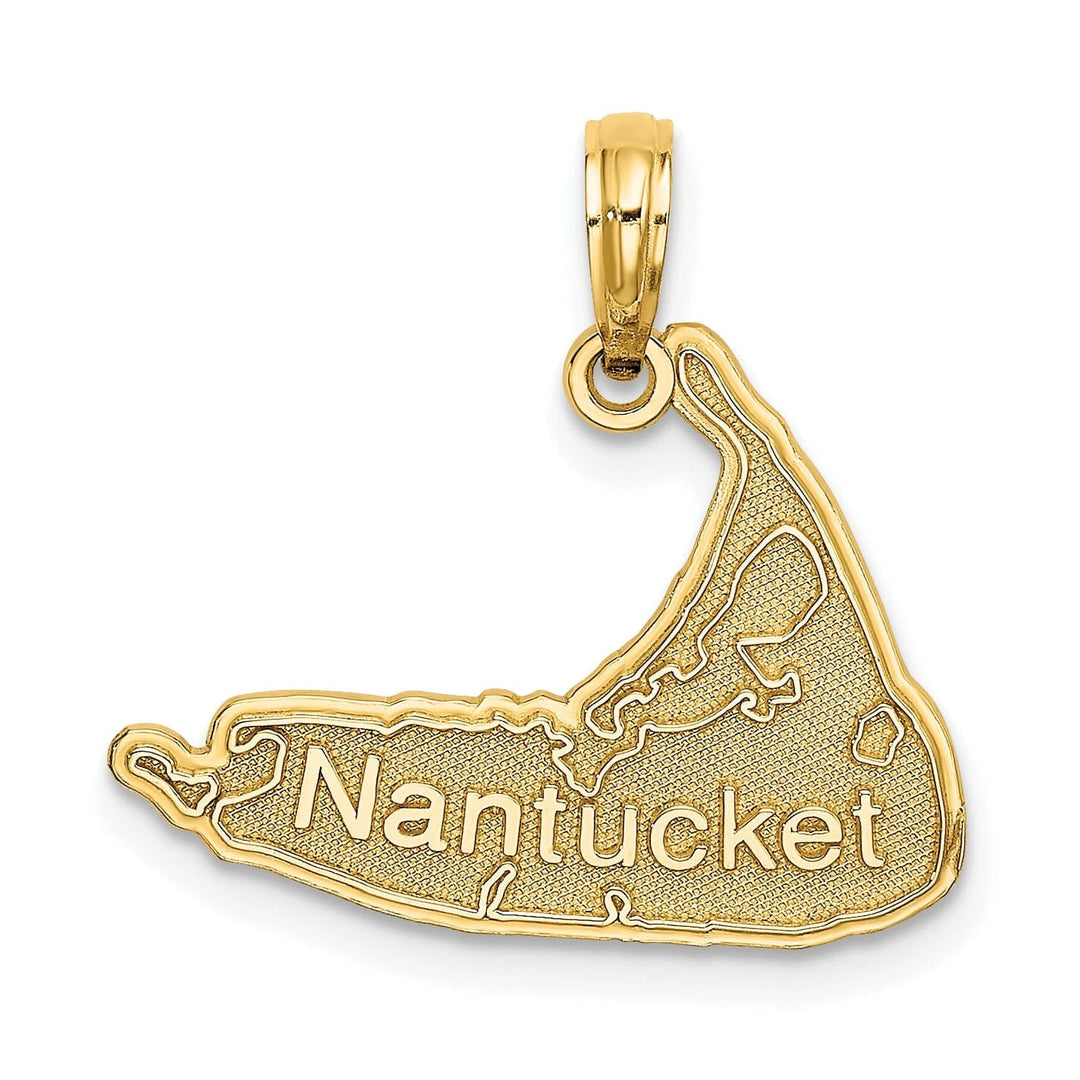 Lovely Rita's Pendants & Charms 14K Yellow Gold Polished Textured Finish Map Shape of NANTUCKET Charm Pendant