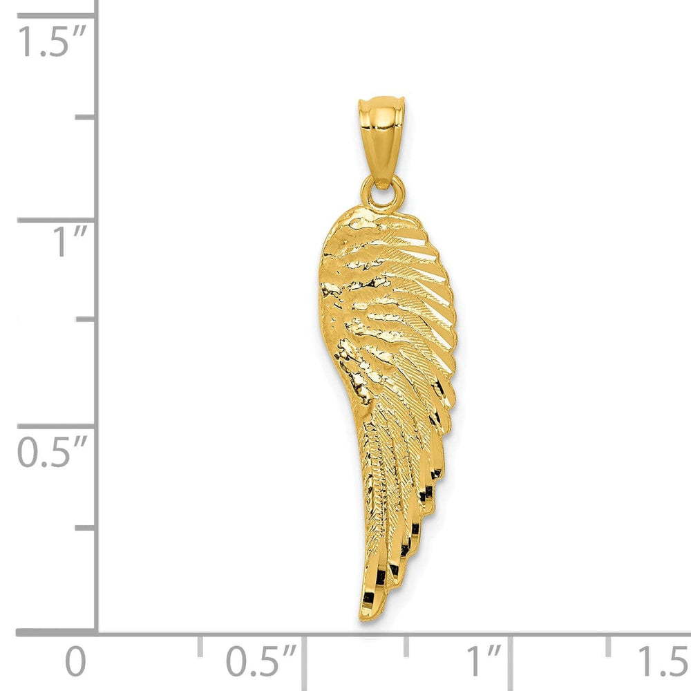 Lovely Rita's Pendants & Charms 14K Yellow Gold Polished Textured Finish Men's Angel Wing Pendant