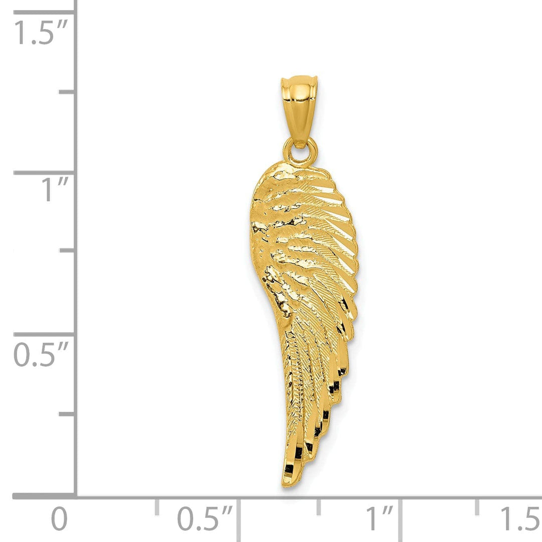 Lovely Rita's Pendants & Charms 14K Yellow Gold Polished Textured Finish Men's Angel Wing Pendant