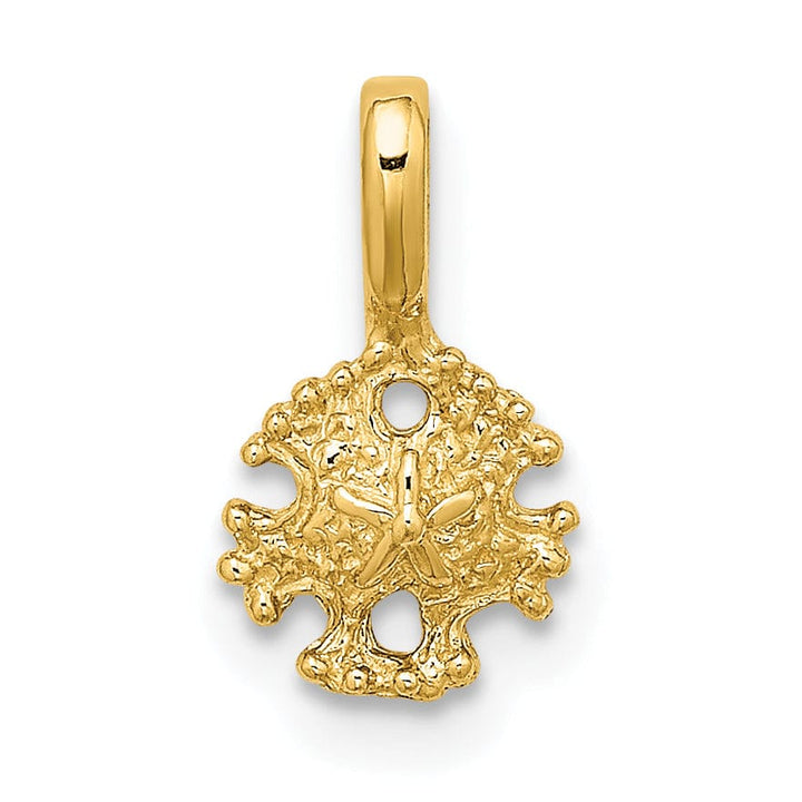 Lovely Rita's Pendants & Charms 14K Yellow Gold Polished Textured Finish Mini Sea Sand Dollar with Fixed Bail Charm Pendant