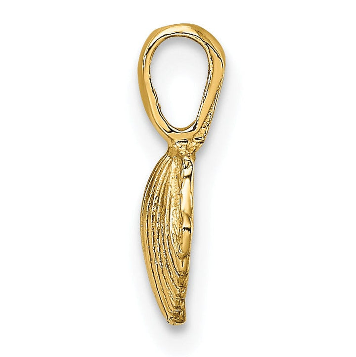 Lovely Rita's Pendants & Charms 14K Yellow Gold Polished Textured Finish Mini Size Sea Scallop Shell Charm Pendant