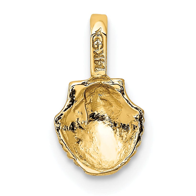 Lovely Rita's Pendants & Charms 14K Yellow Gold Polished Textured Finish Mini Size Sea Scallop Shell Charm Pendant