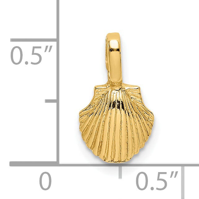 Lovely Rita's Pendants & Charms 14K Yellow Gold Polished Textured Finish Mini Size Sea Scallop Shell Charm Pendant