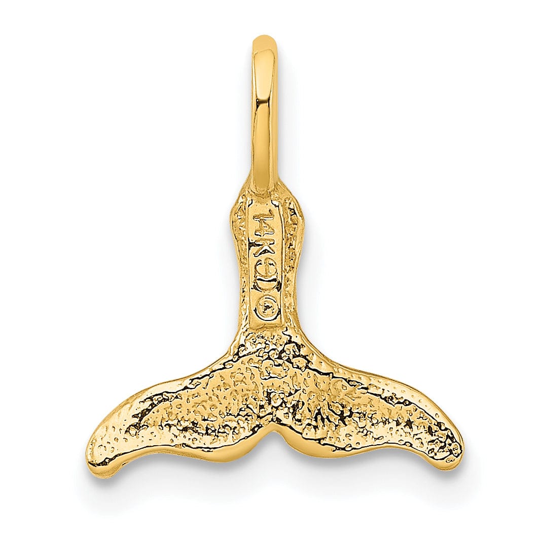 Lovely Rita's Pendants & Charms 14K Yellow Gold Polished Textured Finish Mini Size Whale Tail Charm Pendant