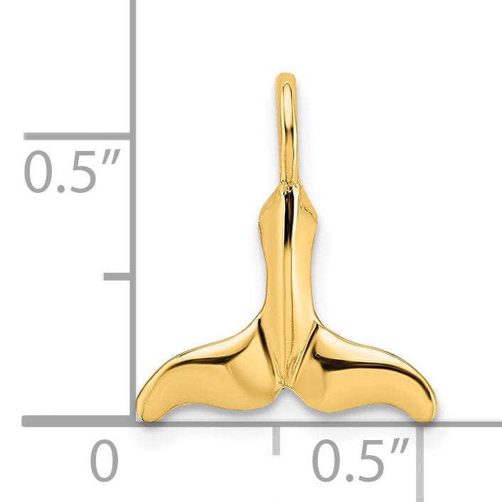 Lovely Rita's Pendants & Charms 14K Yellow Gold Polished Textured Finish Mini Size Whale Tail Charm Pendant
