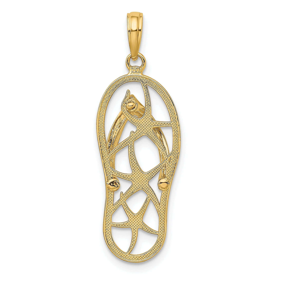 Lovely Rita's Pendants & Charms 14K Yellow Gold Polished Textured Finish Multi Starfish Design Flip-Flop Sandle Charm Pendant