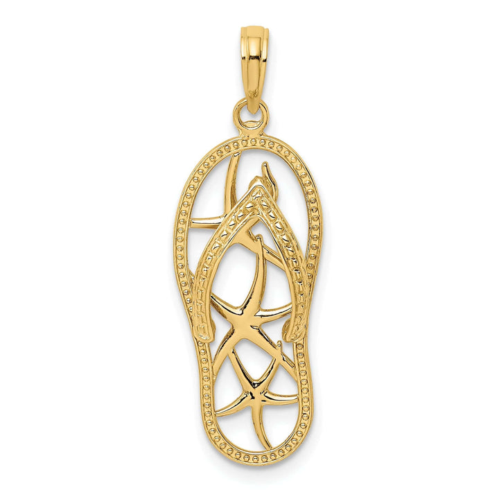 Lovely Rita's Pendants & Charms 14K Yellow Gold Polished Textured Finish Multi Starfish Design Flip-Flop Sandle Charm Pendant