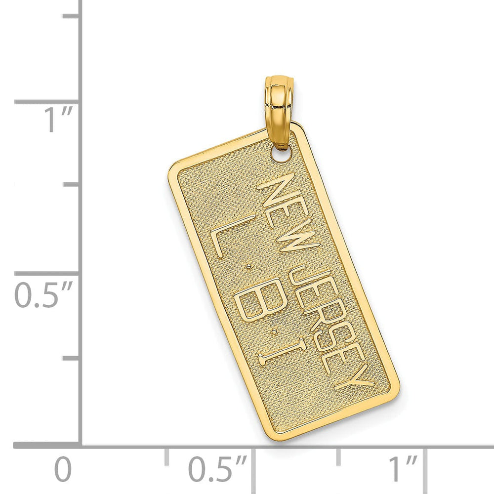 Lovely Rita's Pendants & Charms 14K Yellow Gold Polished Textured Finish NEW JERSEY-LBI (Long Beach Island) License Plate Charm Pendant