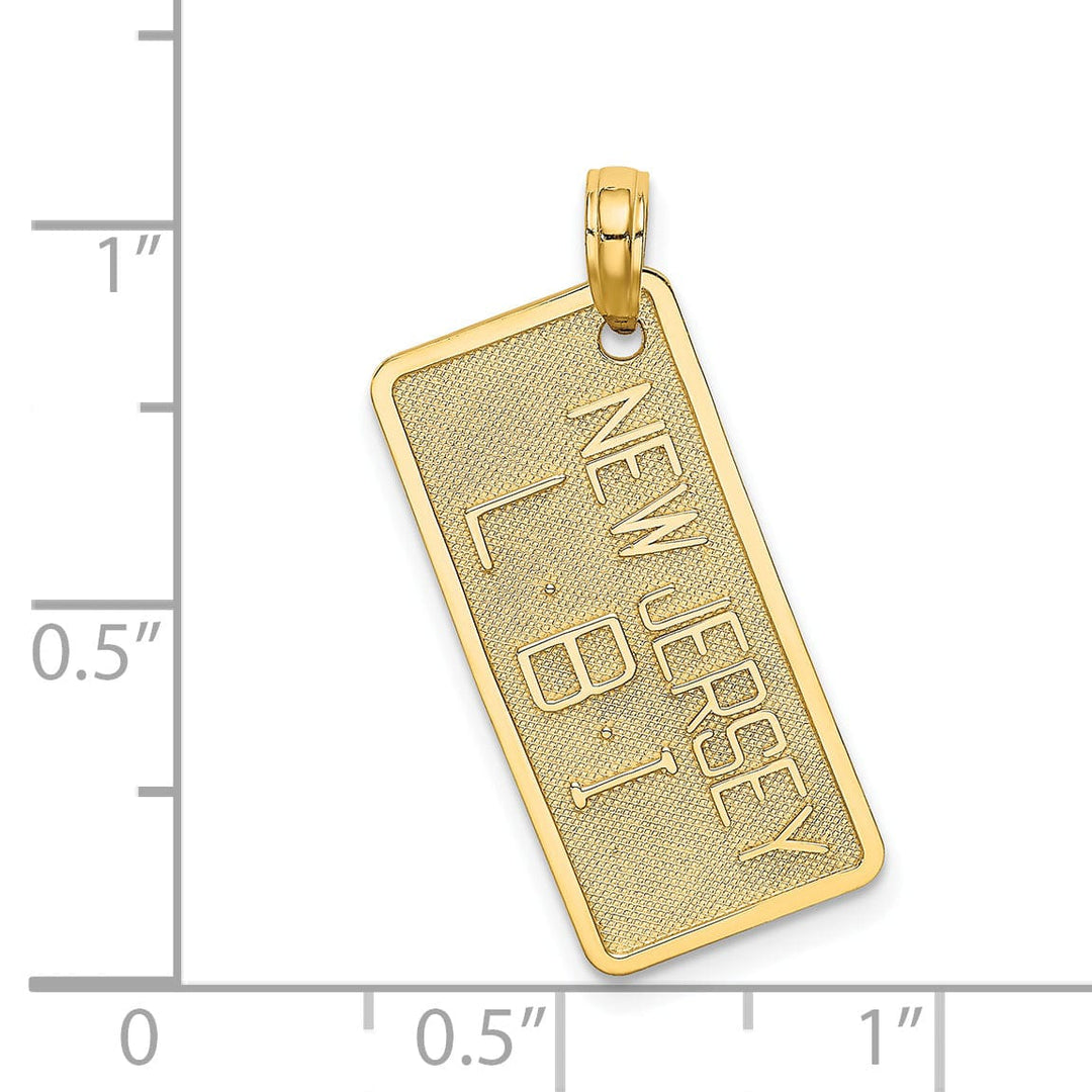 Lovely Rita's Pendants & Charms 14K Yellow Gold Polished Textured Finish NEW JERSEY-LBI (Long Beach Island) License Plate Charm Pendant