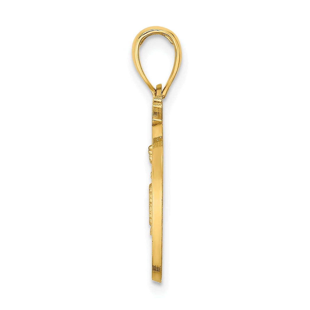 Lovely Rita's Pendants & Charms 14k Yellow Gold Polished Textured Finish NEW YORK City Skyline Theme in Apple Design Charm Pendant