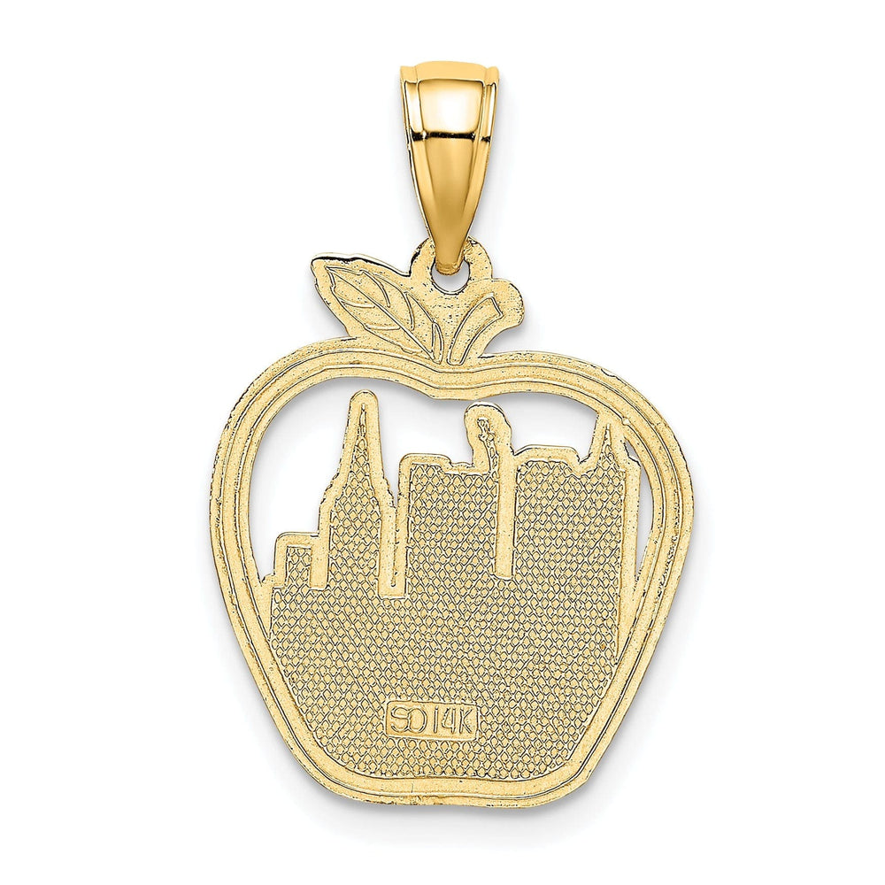 Lovely Rita's Pendants & Charms 14k Yellow Gold Polished Textured Finish NEW YORK City Skyline Theme in Apple Design Charm Pendant