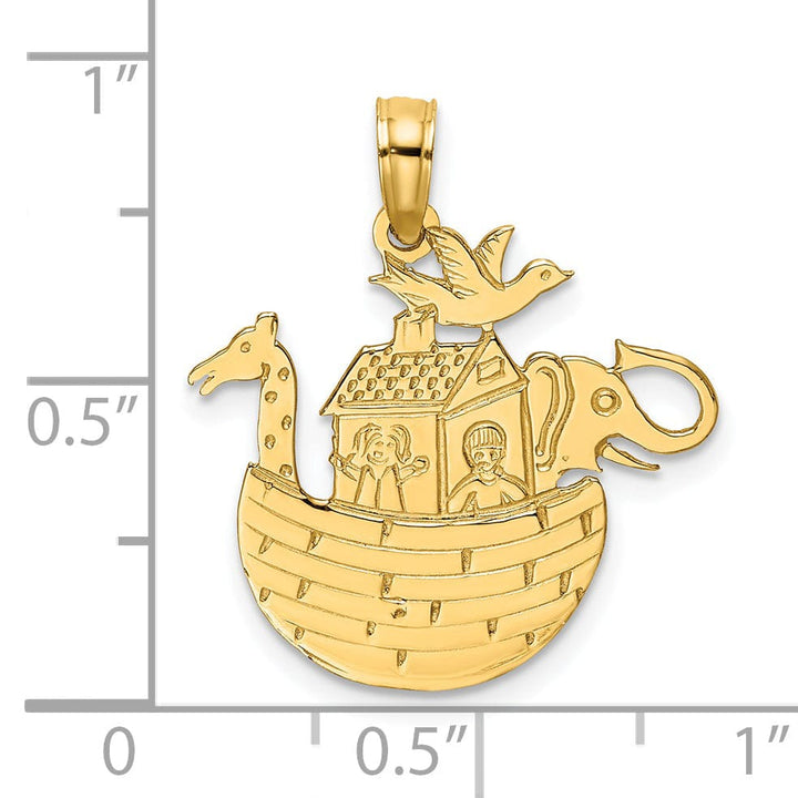 Lovely Rita's Pendants & Charms 14K Yellow Gold Polished Textured Finish Noah's Ark Pendant