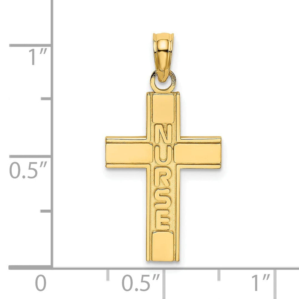 Lovely Rita's Pendants & Charms 14k Yellow Gold Polished Textured Finish Nurse Cross Charm Pendant