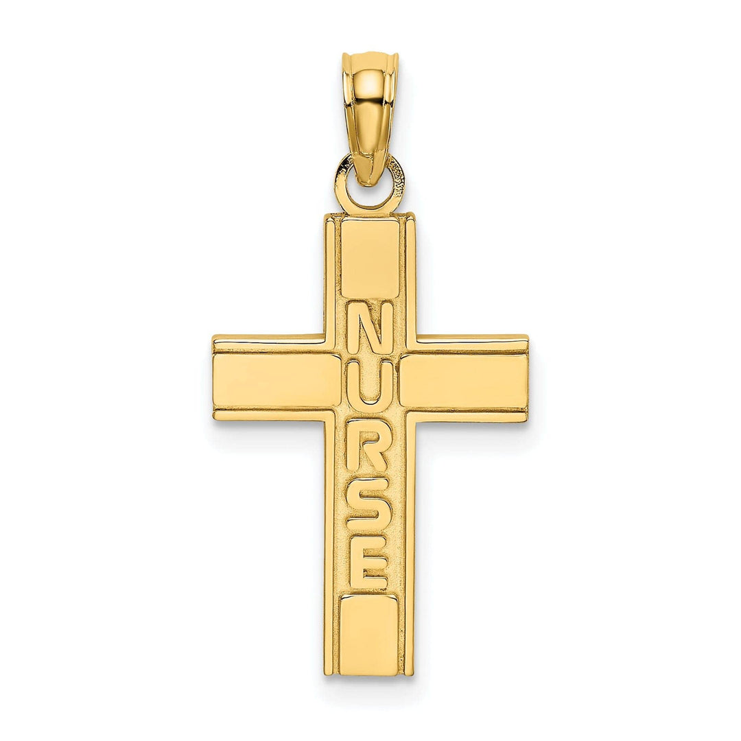 Lovely Rita's Pendants & Charms 14k Yellow Gold Polished Textured Finish Nurse Cross Charm Pendant