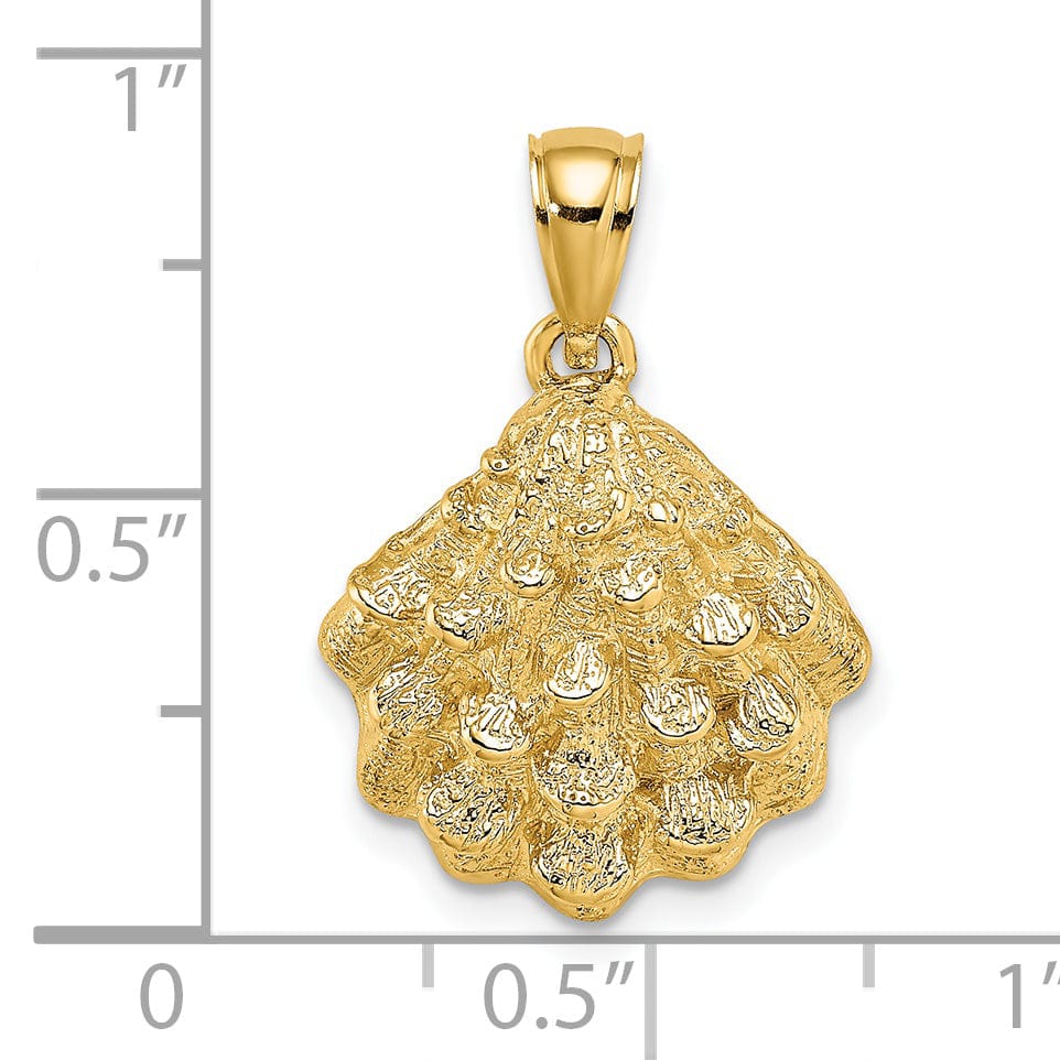 Lovely Rita's Pendants & Charms 14K Yellow Gold Polished Textured Finish Oyster Shell Charm Pendant