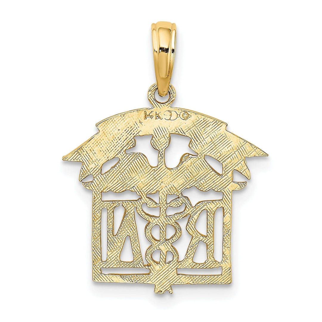 Lovely Rita's Pendants & Charms 14k Yellow Gold Polished Textured Finish Registered Nurse Design Charm Pendant