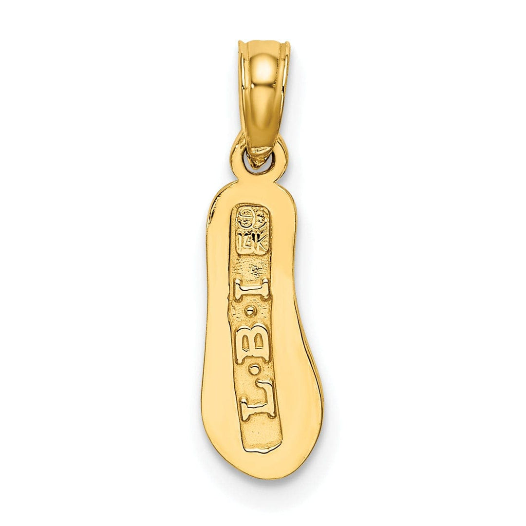 Lovely Rita's Pendants & Charms 14K Yellow Gold Polished Textured Finish Reversible 3-Dimensional LBI (Long Beach Island) Single Flip-flop Sandle Charm Pendant