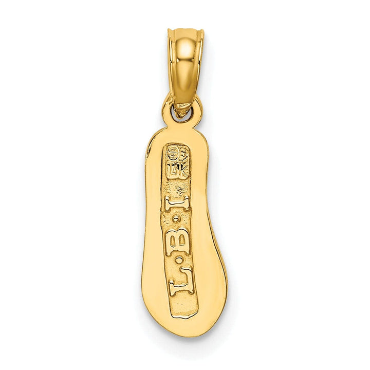 Lovely Rita's Pendants & Charms 14K Yellow Gold Polished Textured Finish Reversible 3-Dimensional LBI (Long Beach Island) Single Flip-flop Sandle Charm Pendant