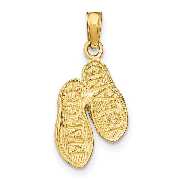 Lovely Rita's Pendants & Charms 14k Yellow Gold Polished Textured Finish Reversible 3-Dimensional MARCO ISLAND, FLORIDA Double Flip-Flop Sandles Charm Pendant