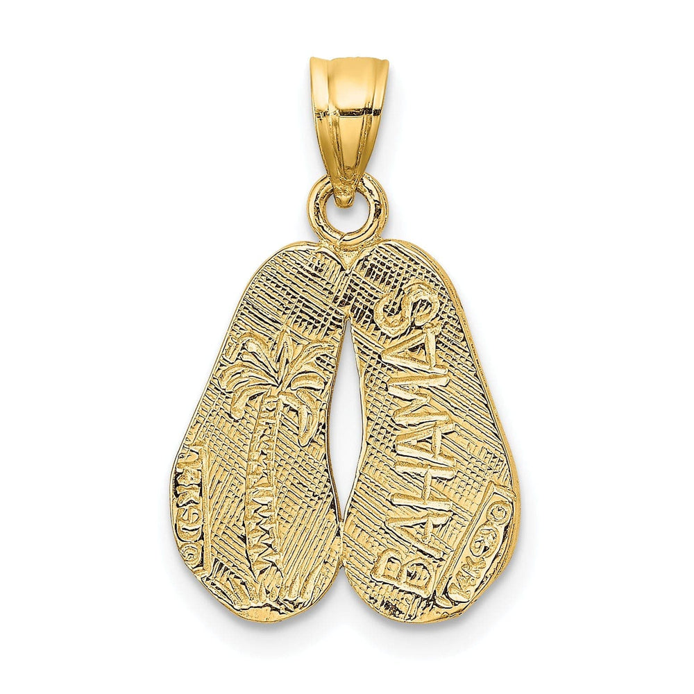 Lovely Rita's Pendants & Charms 14K Yellow Gold Polished Textured Finish Reversible BAHAMAS Double Flip Flop Sandals Charm Pendant