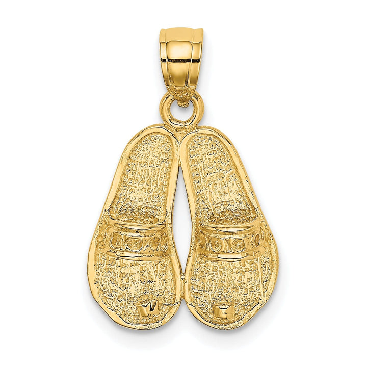Lovely Rita's Pendants & Charms 14K Yellow Gold Polished Textured Finish Reversible BAHAMAS Double Flip Flop Sandals Charm Pendant