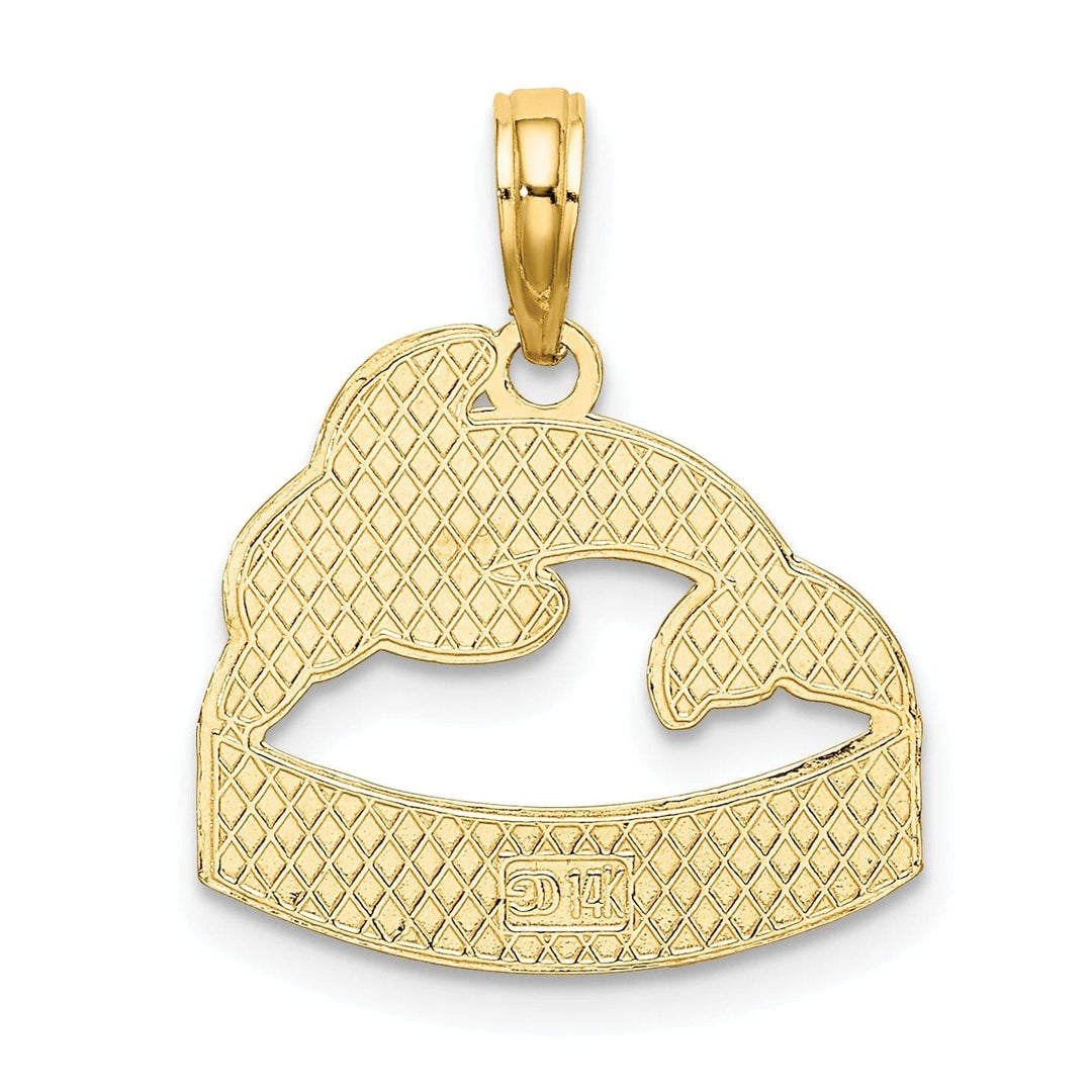 Lovely Rita's Pendants & Charms 14K Yellow Gold Polished Textured Finish SAN DIEGO Banner Sign Dolphins Charm Pendant