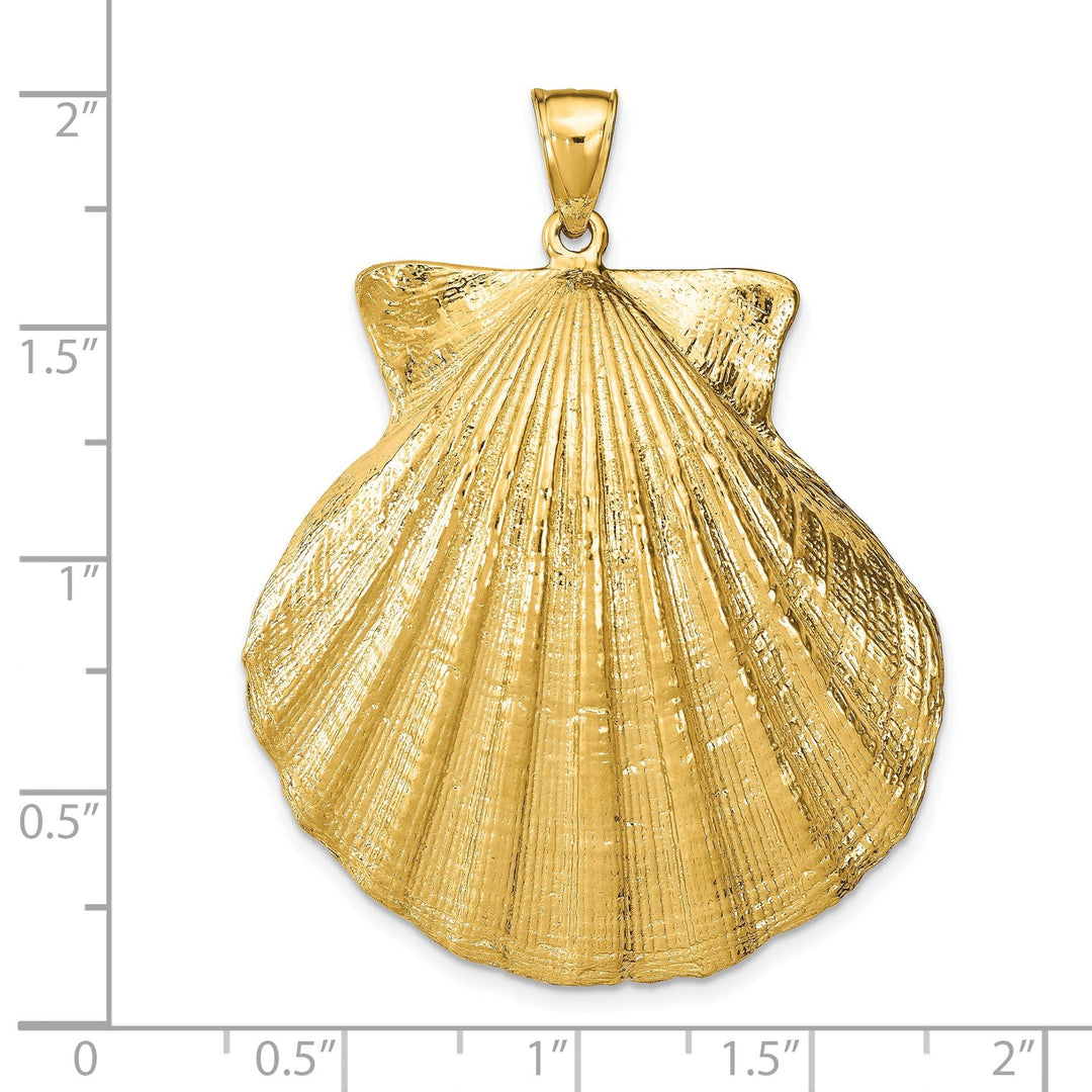 Lovely Rita's Pendants & Charms 14K Yellow Gold Polished Textured Finish Scallop Sea Shell Charm Pendant