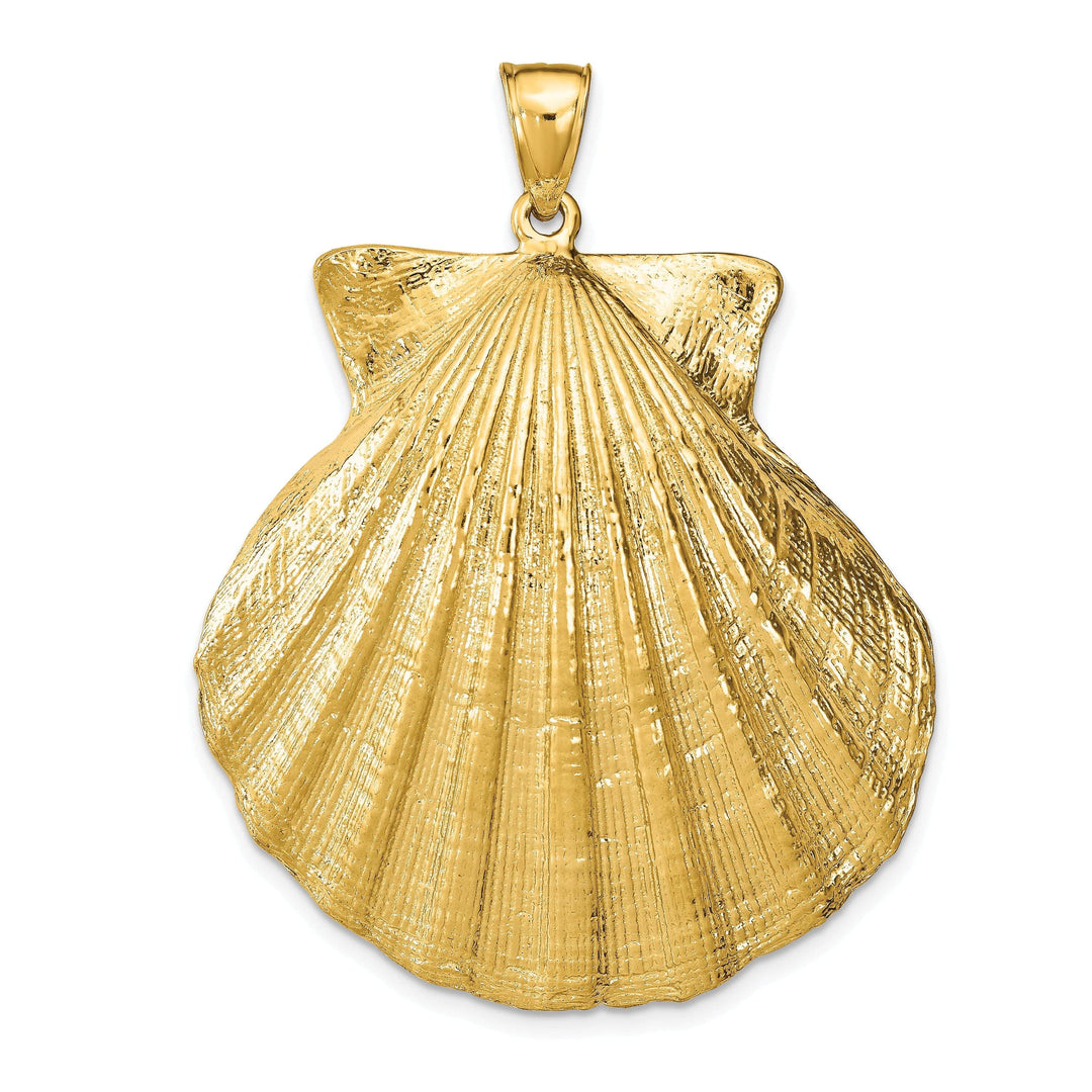 Lovely Rita's Pendants & Charms 14K Yellow Gold Polished Textured Finish Scallop Sea Shell Charm Pendant