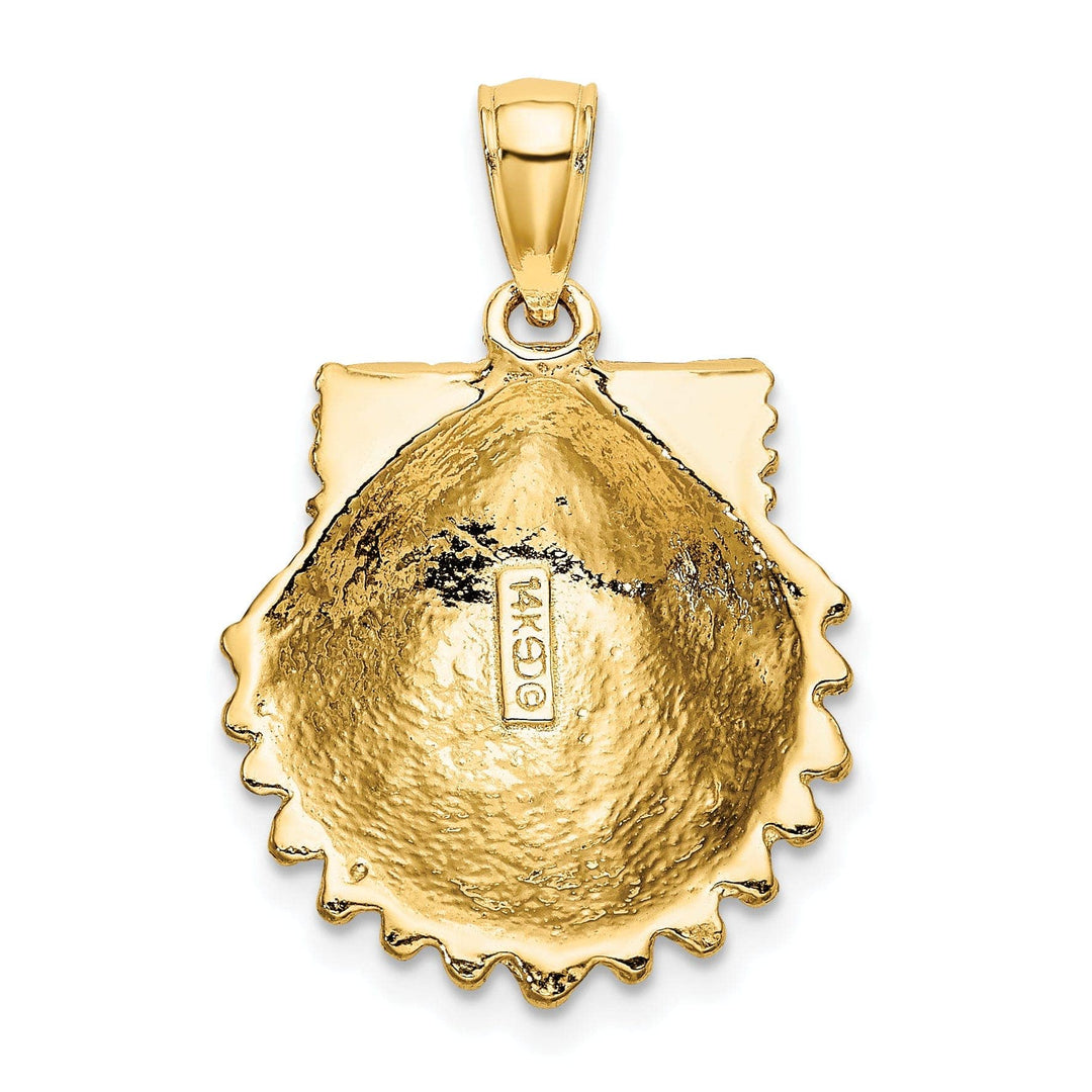 Lovely Rita's Pendants & Charms 14k Yellow Gold Polished Textured Finish Scallop Shell Charm Pendant