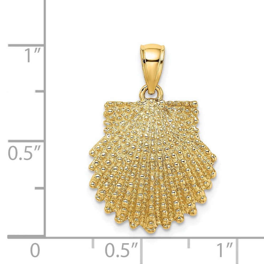 Lovely Rita's Pendants & Charms 14k Yellow Gold Polished Textured Finish Scallop Shell Charm Pendant