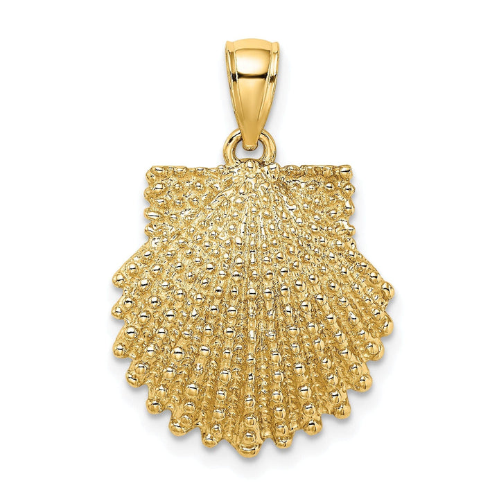 Lovely Rita's Pendants & Charms 14k Yellow Gold Polished Textured Finish Scallop Shell Charm Pendant
