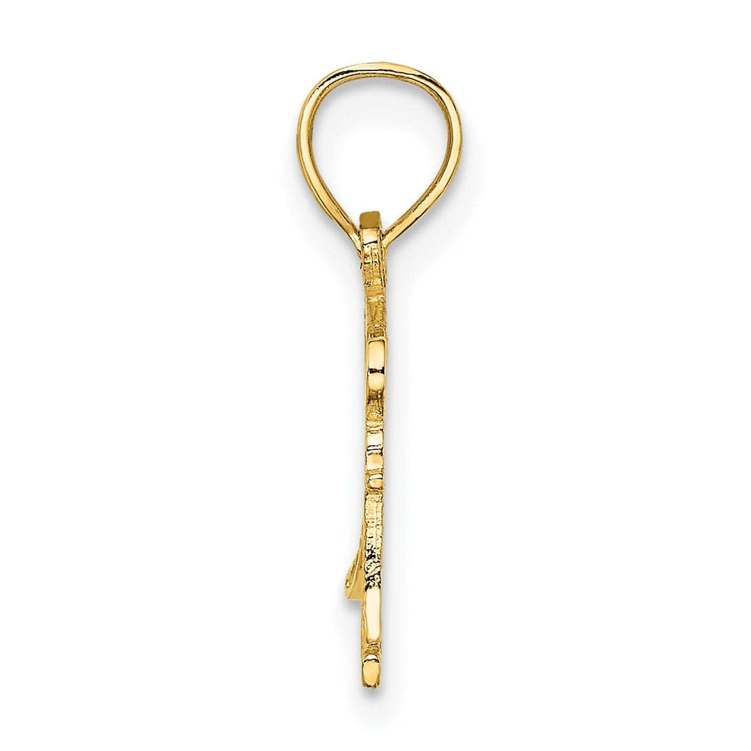 Lovely Rita's Pendants & Charms 14k Yellow Gold Polished Textured Finish Script Design Super MOM Charm Pendant