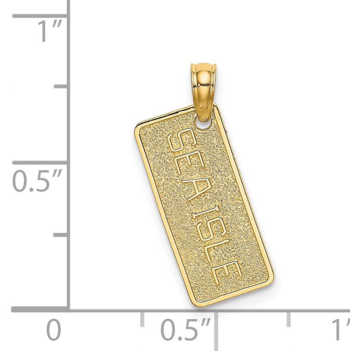 Lovely Rita's Pendants & Charms 14k Yellow Gold Polished Textured Finish SEA ISLE License Plate Charm Pendant