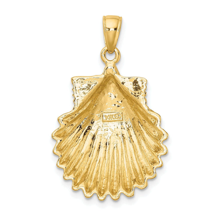 Lovely Rita's Pendants & Charms 14K Yellow Gold Polished Textured Finish Sea Scallop Shell Charm Pendant