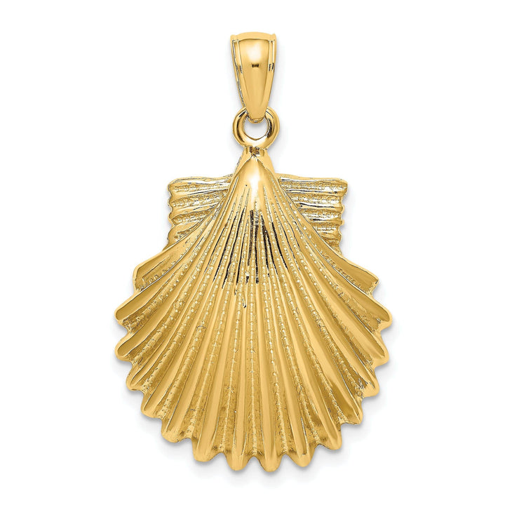 Lovely Rita's Pendants & Charms 14K Yellow Gold Polished Textured Finish Sea Scallop Shell Charm Pendant