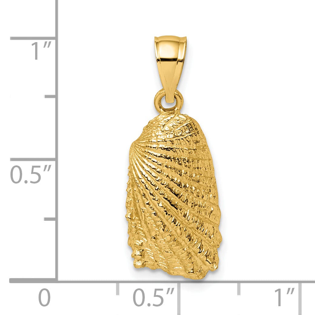 Lovely Rita's Pendants & Charms 14K Yellow Gold Polished Textured Finish Sea Shell Charm Pendant