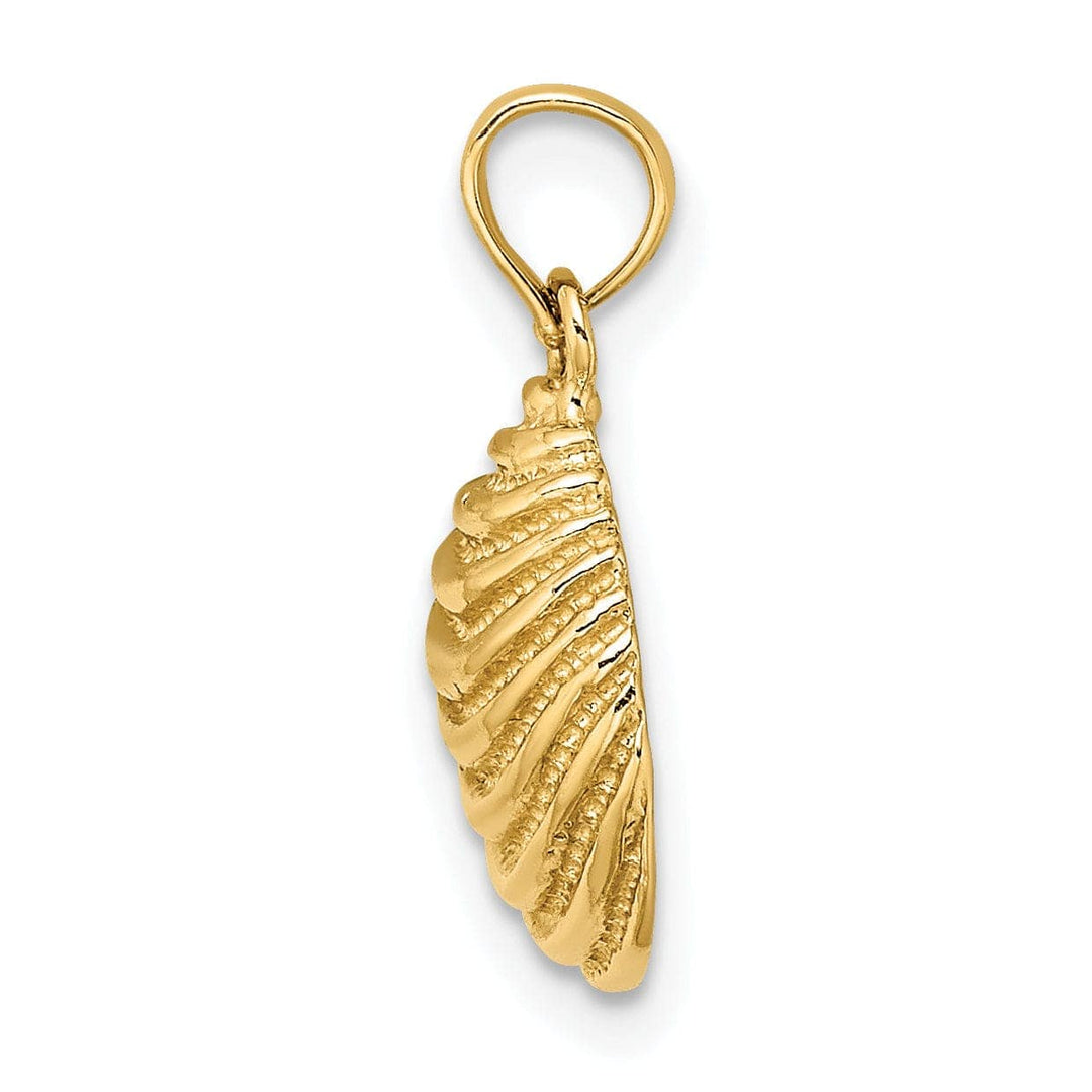 Lovely Rita's Pendants & Charms 14K Yellow Gold Polished Textured Finish Sea Shell Clam Charm Pendant