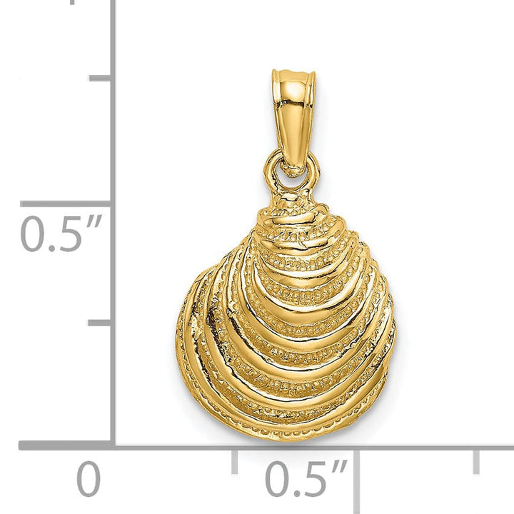 Lovely Rita's Pendants & Charms 14K Yellow Gold Polished Textured Finish Sea Shell Clam Charm Pendant
