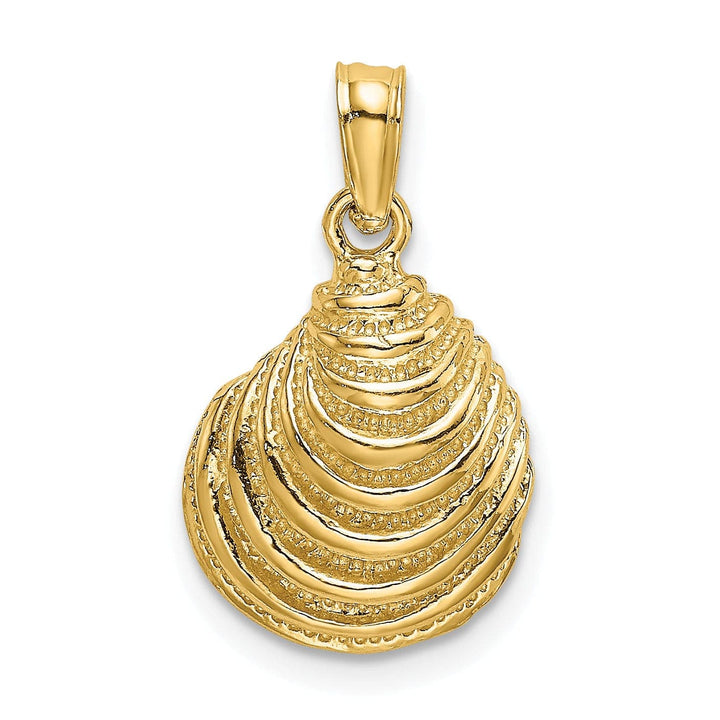 Lovely Rita's Pendants & Charms 14K Yellow Gold Polished Textured Finish Sea Shell Clam Charm Pendant