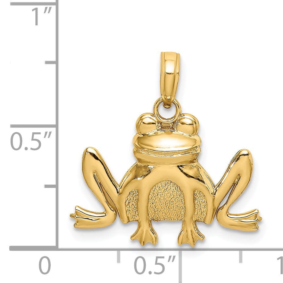 Lovely Rita's Pendants & Charms 14K Yellow Gold Polished Textured Finish Sitting Frog Design Charm Pendant