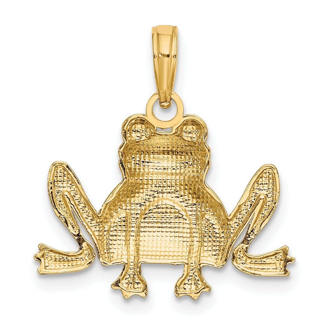 Lovely Rita's Pendants & Charms 14K Yellow Gold Polished Textured Finish Sitting Frog Design Charm Pendant