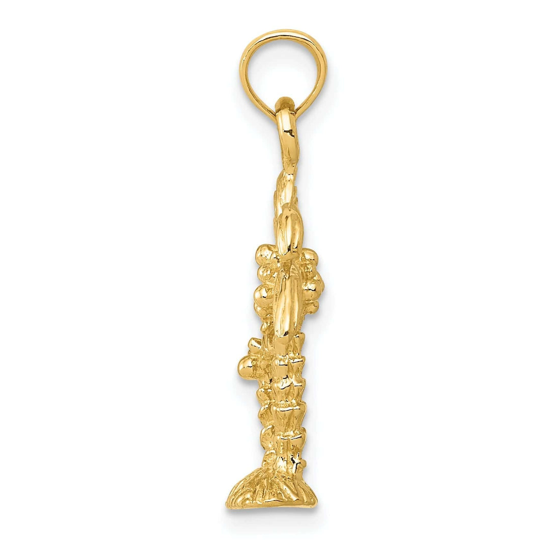 Lovely Rita's Pendants & Charms 14K Yellow Gold Polished Textured Finish Soild Double Palm Trees Design Charm Pendant