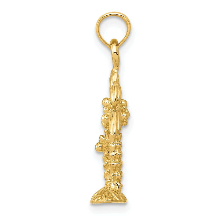 Lovely Rita's Pendants & Charms 14K Yellow Gold Polished Textured Finish Soild Double Palm Trees Design Charm Pendant