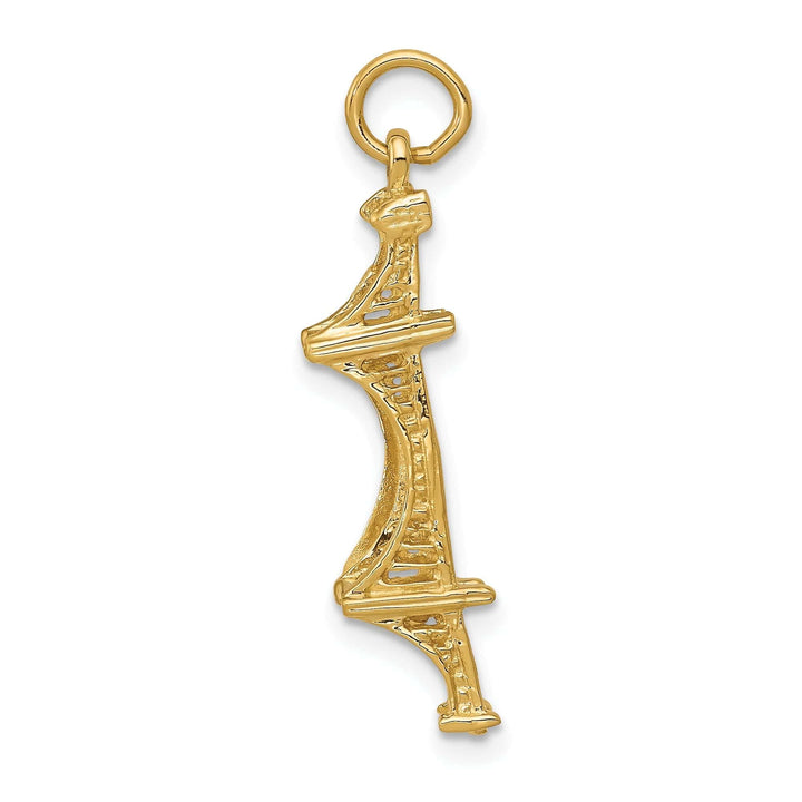 Lovely Rita's Pendants & Charms 14k Yellow Gold Polished Textured Finish Solid 3-Dimensional Golden Gate Bridge Charm Pendant