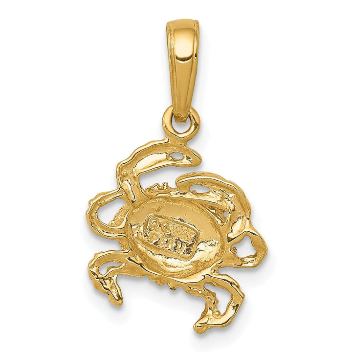Lovely Rita's Pendants & Charms 14k Yellow Gold Polished Textured Finish Solid Blue Claw Crab Charm Pendant