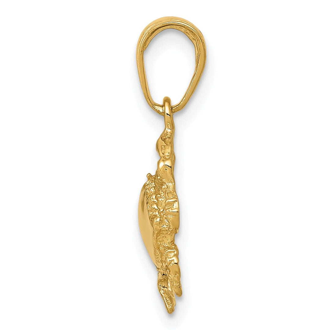 Lovely Rita's Pendants & Charms 14k Yellow Gold Polished Textured Finish Solid Blue Claw Crab Charm Pendant